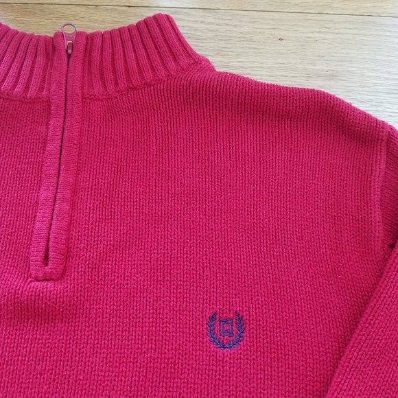CHAPS XL Quarter Zip Casual Long Sleeve Mens Sweater, Red, EUC - Picture 2 of 9
